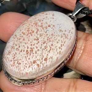 Prismatic Scolecite & Rainbow Moonstone Pendant 2”